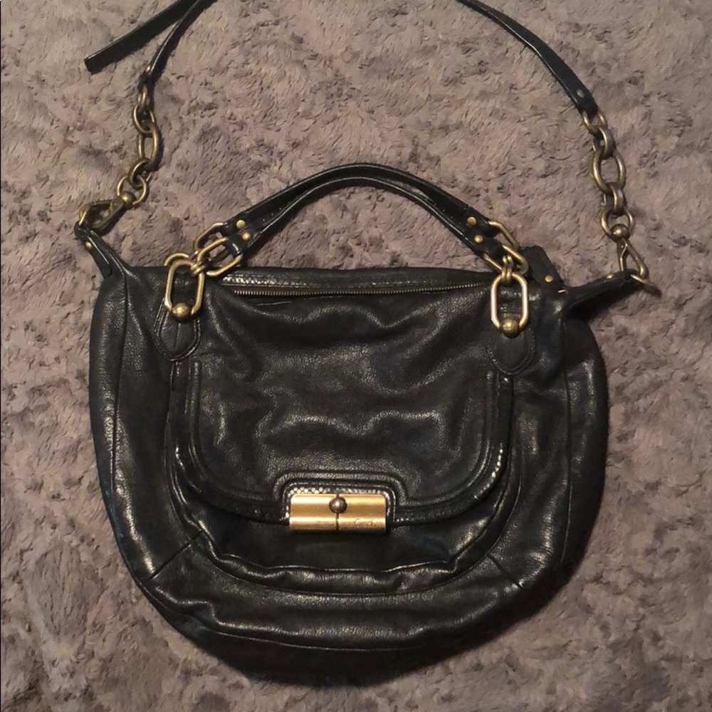 Old School Coach Slouchy Black Leather Bag